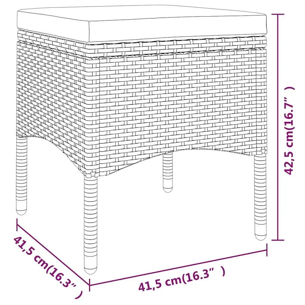 4 Piece Outdoor Garden Chair and Stool Set Powder Coated Steel Frame Grey PE Rattan