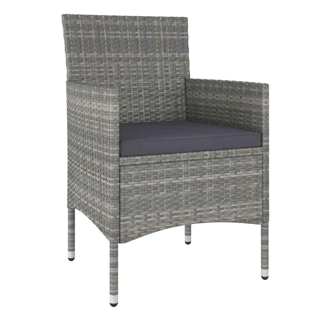 4 Piece Outdoor Garden Chair and Stool Set Powder Coated Steel Frame Grey PE Rattan