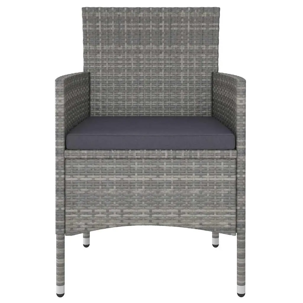 4 Piece Outdoor Garden Chair and Stool Set Powder Coated Steel Frame Grey PE Rattan
