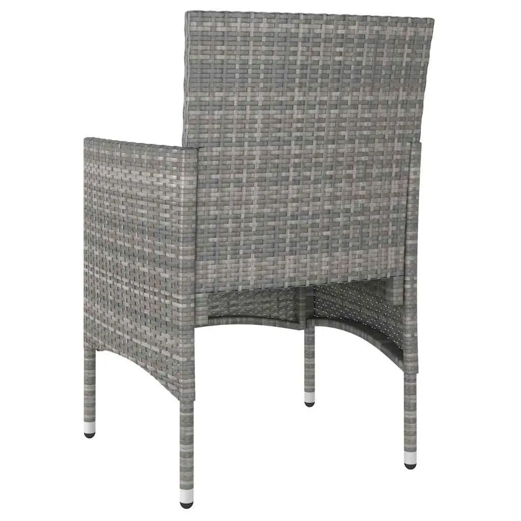4 Piece Outdoor Garden Chair and Stool Set Powder Coated Steel Frame Grey PE Rattan