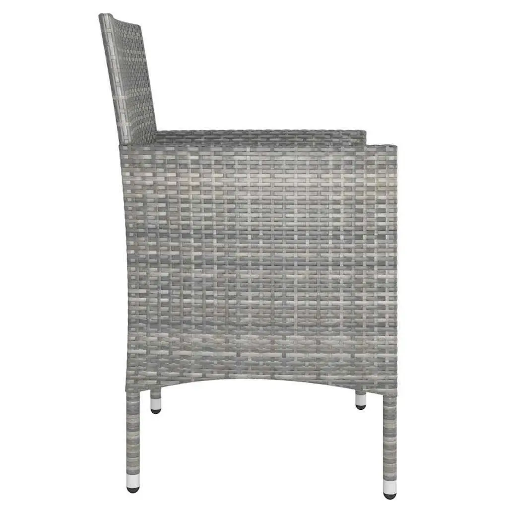 4 Piece Outdoor Garden Chair and Stool Set Powder Coated Steel Frame Grey PE Rattan