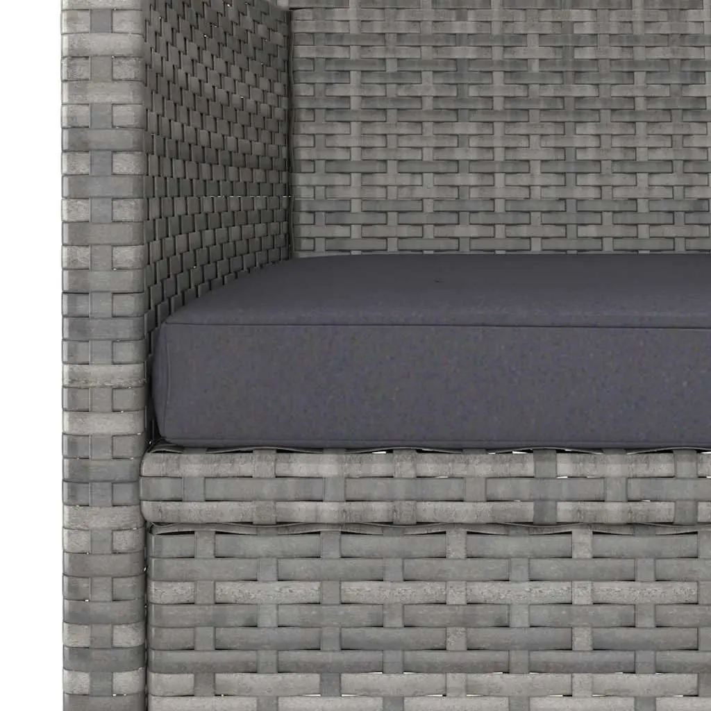 4 Piece Outdoor Garden Chair and Stool Set Powder Coated Steel Frame Grey PE Rattan