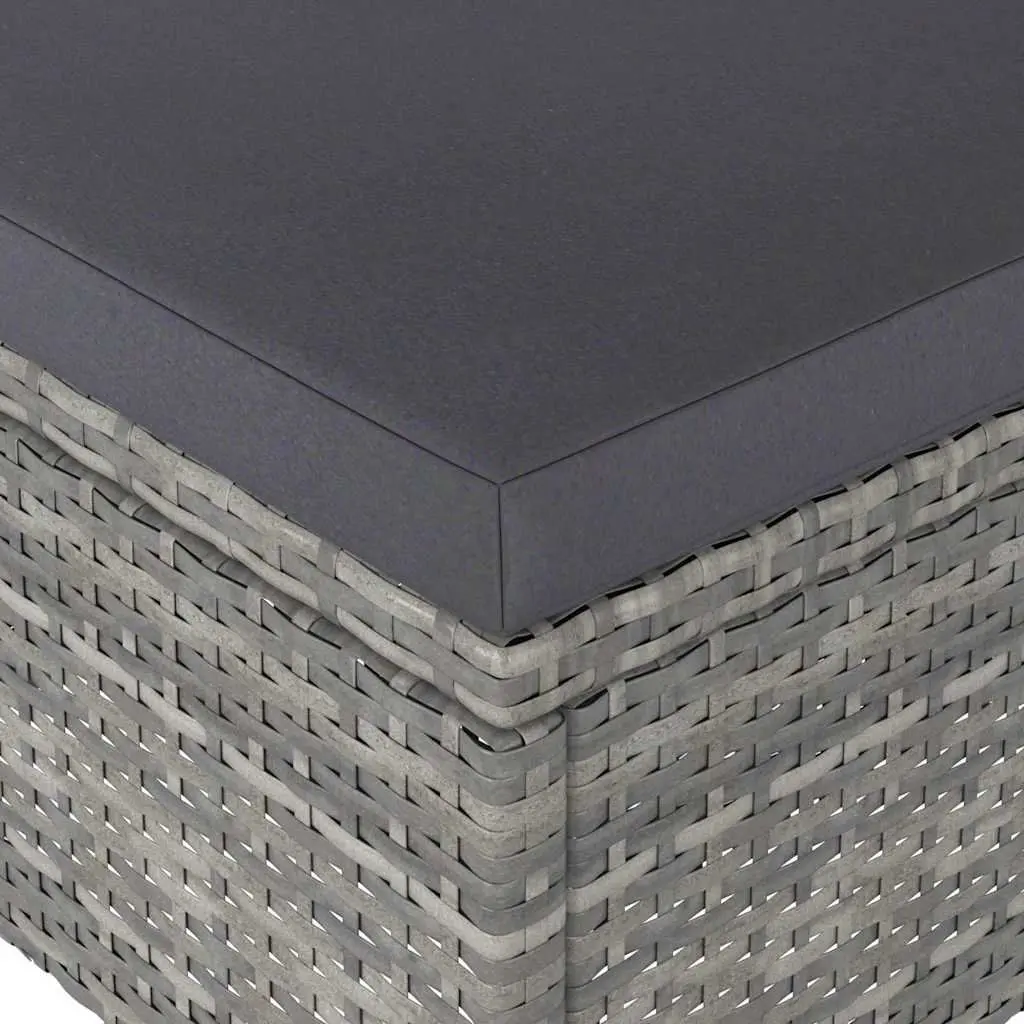 4 Piece Outdoor Garden Chair and Stool Set Powder Coated Steel Frame Grey PE Rattan