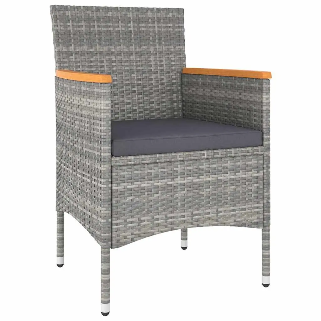 4 Piece Garden Chair and Stool Set Rattan Grey Outdoor Patio Furniture Cushion