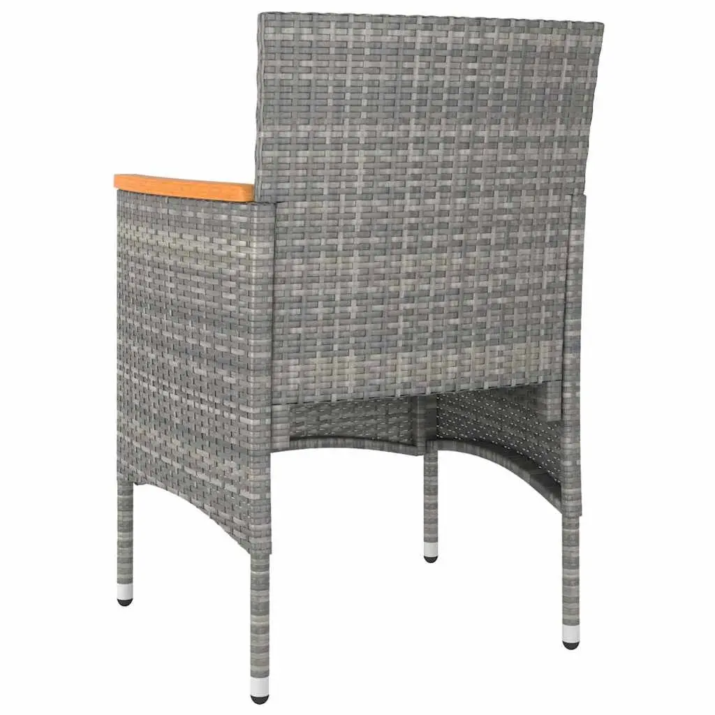 4 Piece Garden Chair and Stool Set Rattan Grey Outdoor Patio Furniture Cushion