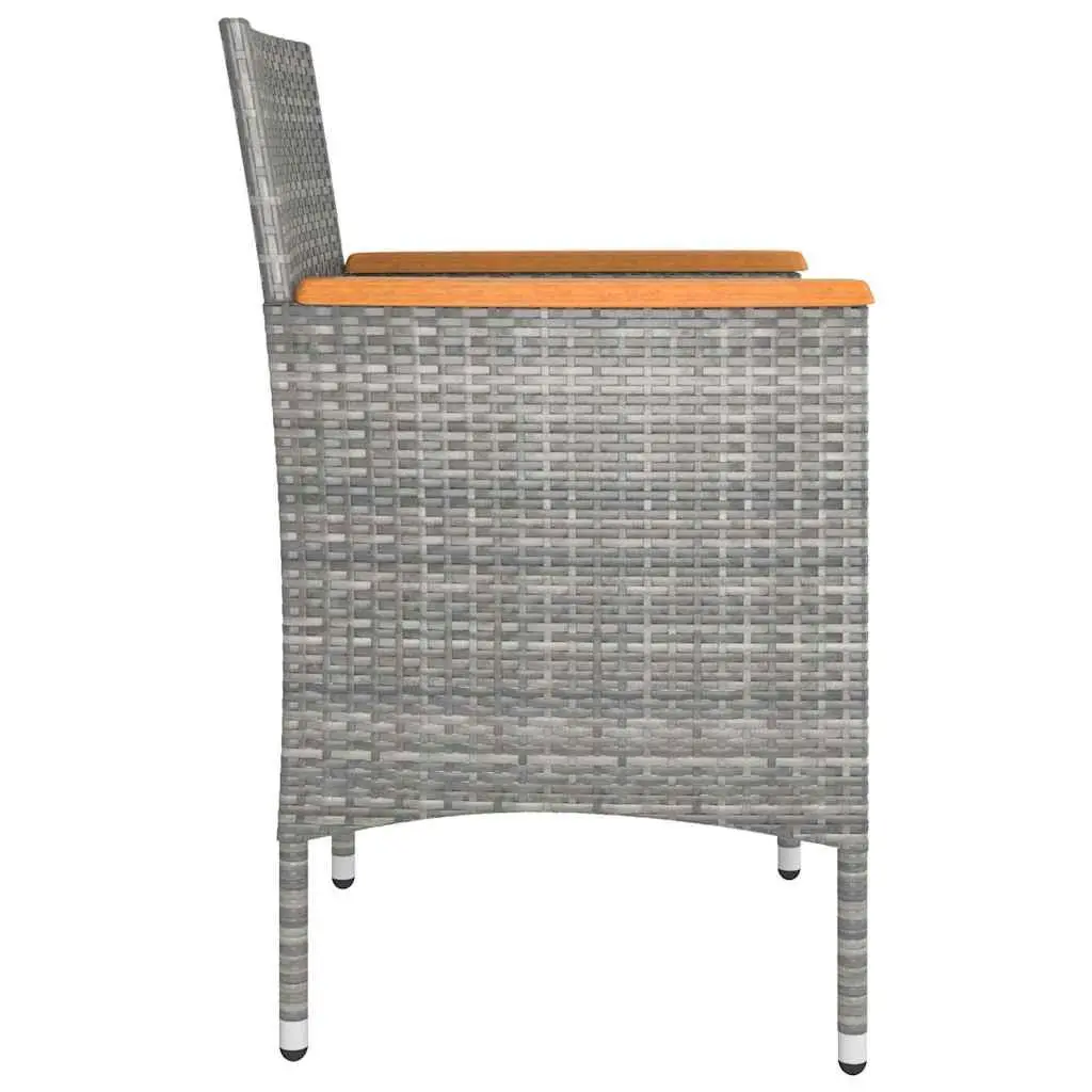4 Piece Garden Chair and Stool Set Rattan Grey Outdoor Patio Furniture Cushion