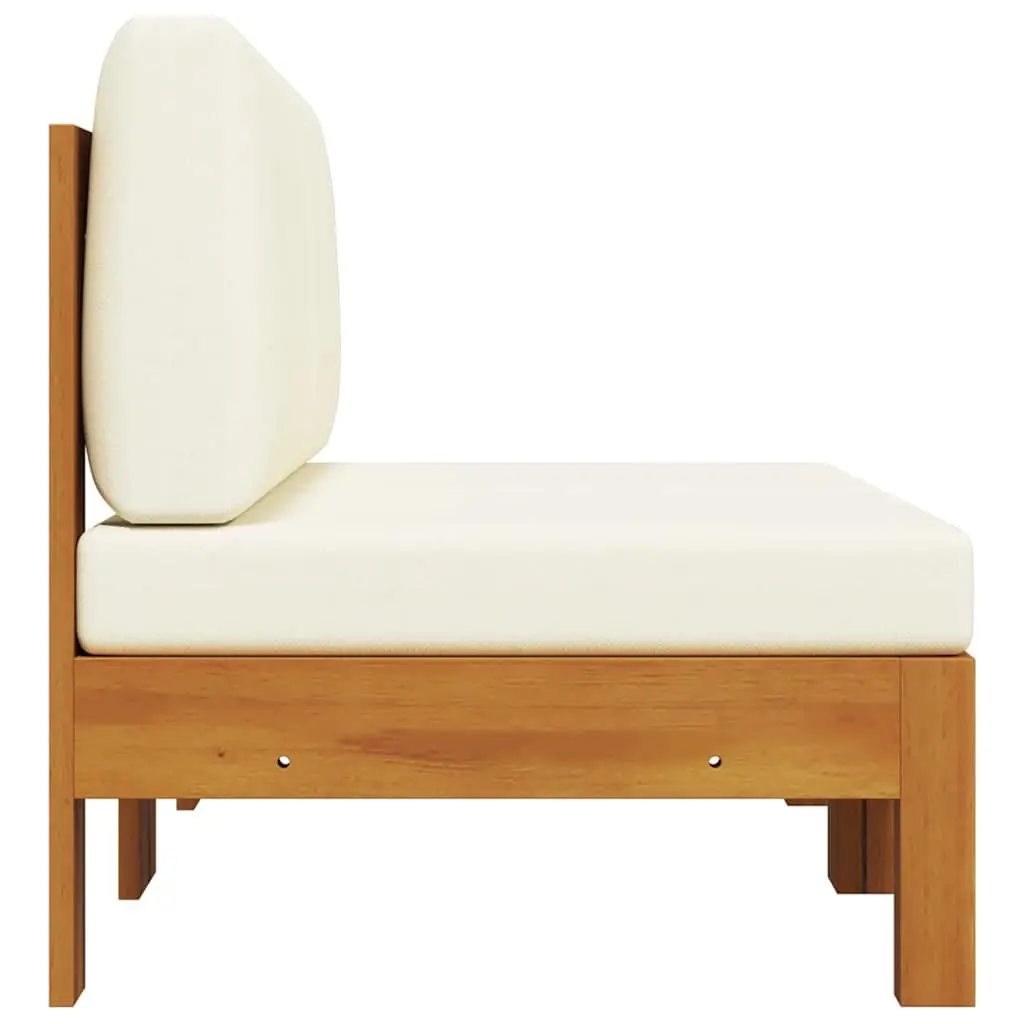 Outdoor Middle Sofas Solid Acacia Wood Cream Cushions 2 Piece Garden Seating