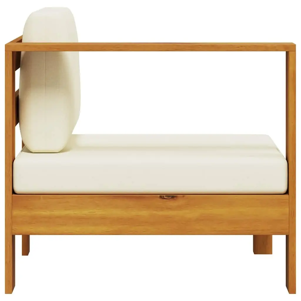Outdoor Middle Sofa Sectional with Armrest Solid Acacia Wood White
