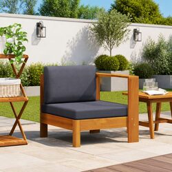 Outdoor Middle Sofa Sectional Unit 1 Armrest Garden Lounge Grey Acacia Wood