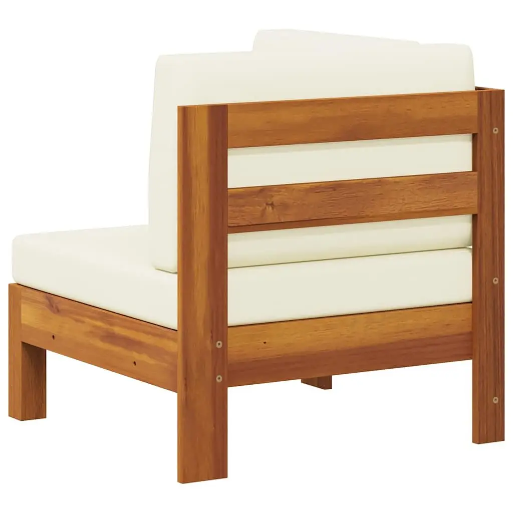 Outdoor Corner Sofa with Cream Cushions Solid Acacia Wood Garden Sectional