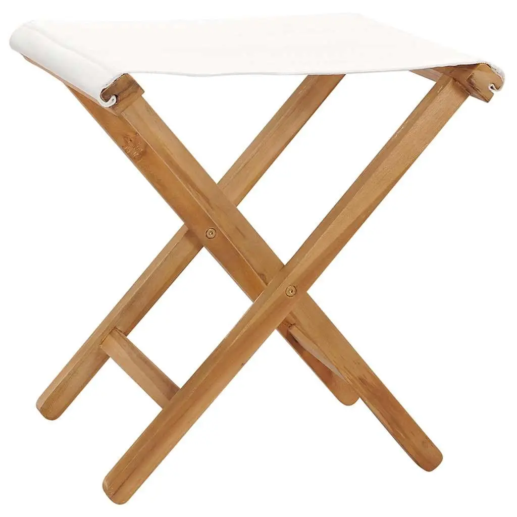 Outdoor Folding Chairs Set of 2 Garden Patio Seating Wood Frame White Fabric