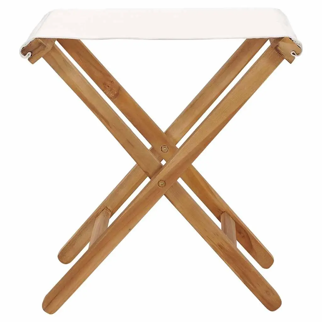 Outdoor Folding Chairs Set of 2 Garden Patio Seating Wood Frame White Fabric