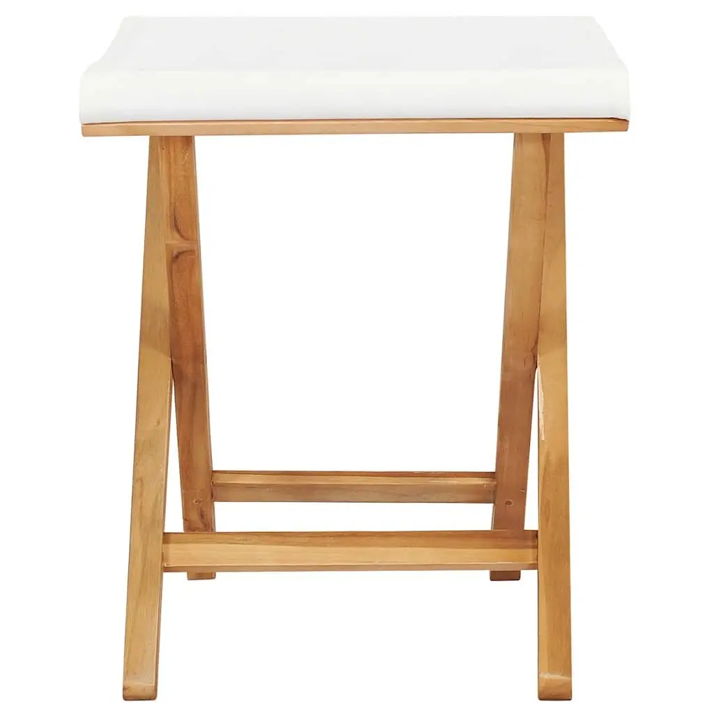 Outdoor Folding Chairs Set of 2 Garden Patio Seating Wood Frame White Fabric