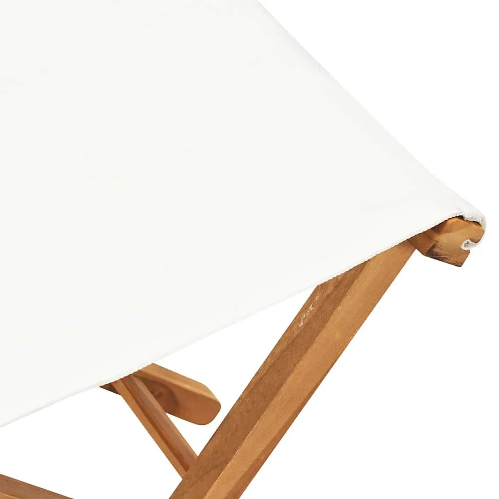 Outdoor Folding Chairs Set of 2 Garden Patio Seating Wood Frame White Fabric
