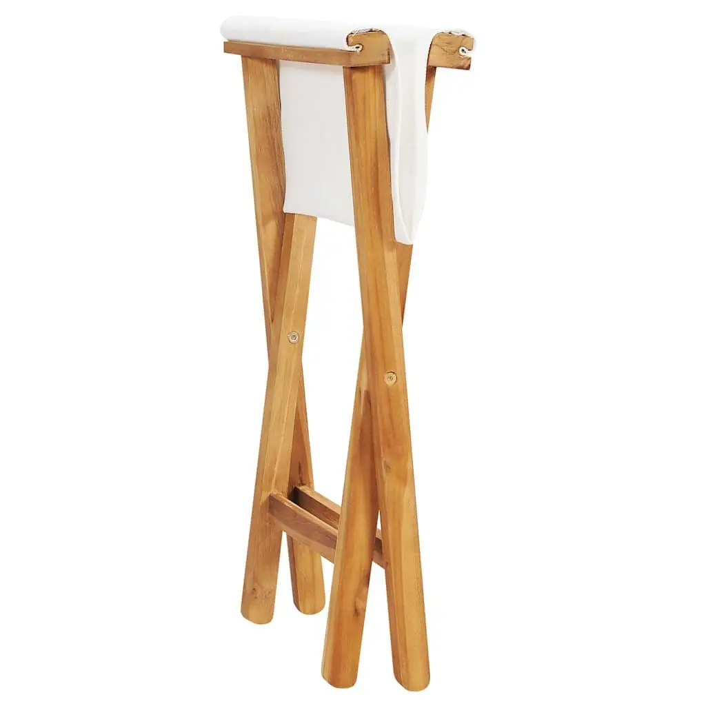 Outdoor Folding Chairs Set of 2 Garden Patio Seating Wood Frame White Fabric