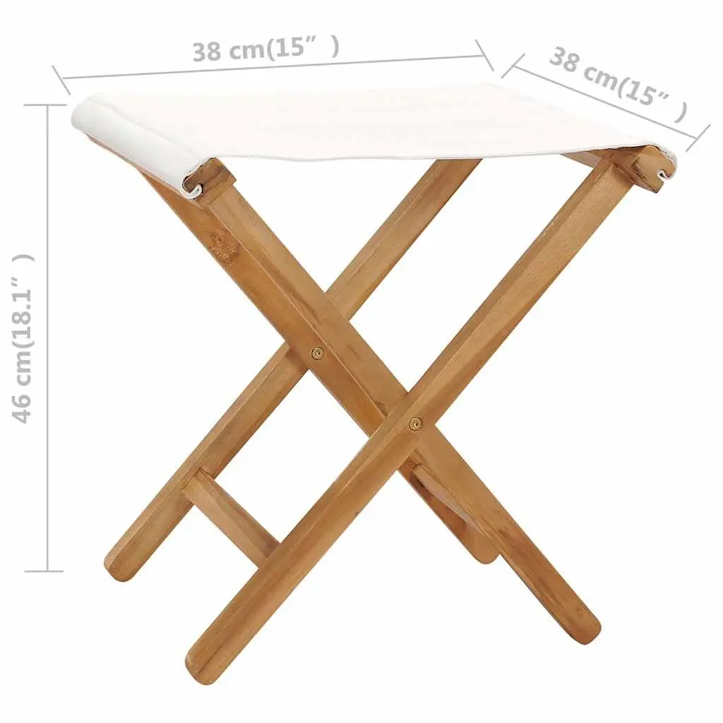 Outdoor Folding Chairs Set of 2 Garden Patio Seating Wood Frame White Fabric