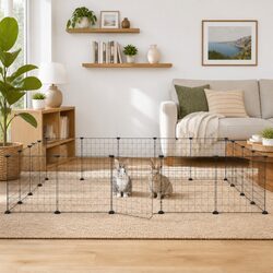 20-Panel Pet Cage with Door Black 35x35 cm Small Animal Enclosure Playpen