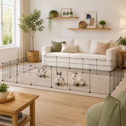 28-Panel Pet Cage with Door Black 35x35 cm Small Animal Habitat Enclosure