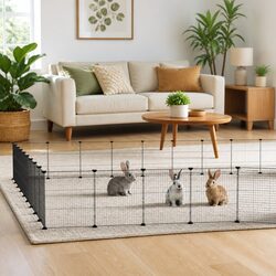 36-Panel Pet Cage with Door Black Small Animal Habitat Playpen Enclosure 35x35cm