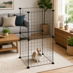 8-Panel Small Animal Pet Cage Black Enclosure Exercise Playpen Indoor Habitat