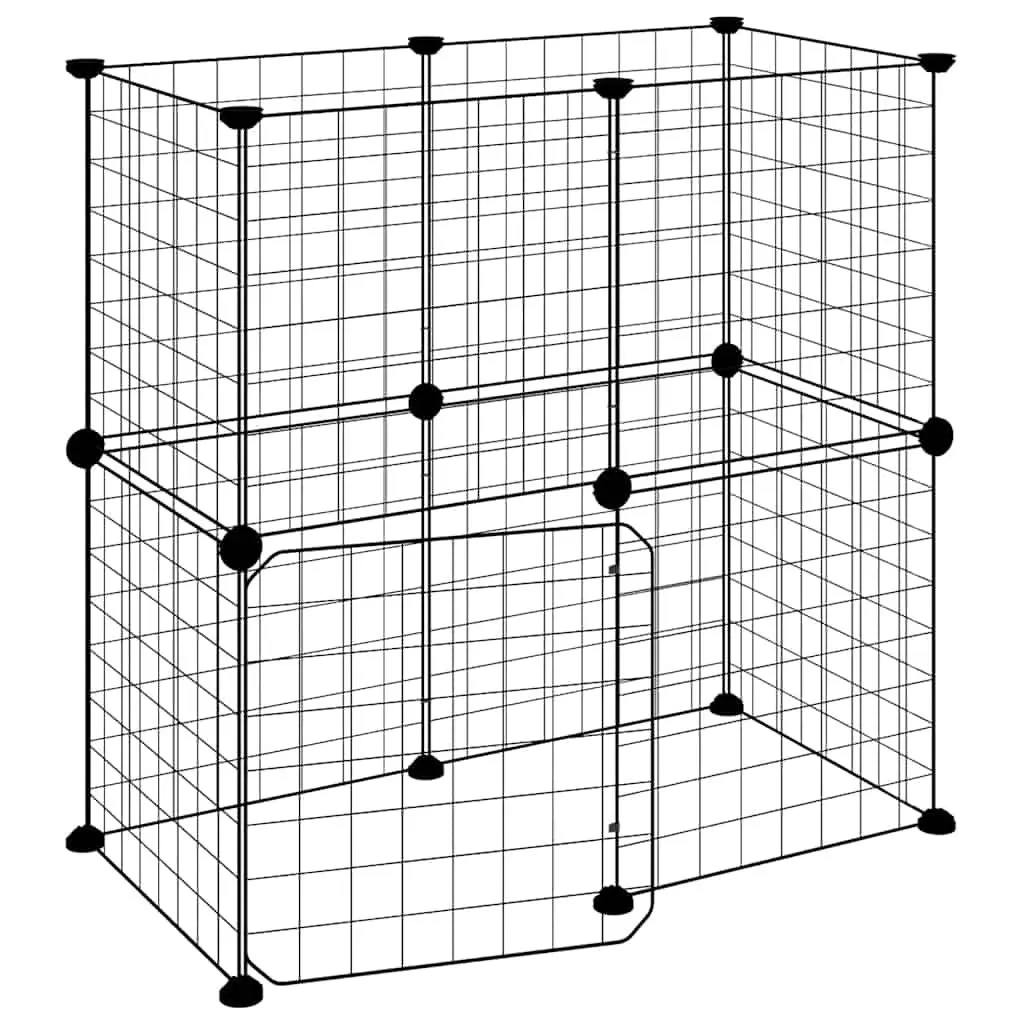 Pet Cage 12-Panel Exercise Enclosure Black 35x35 cm