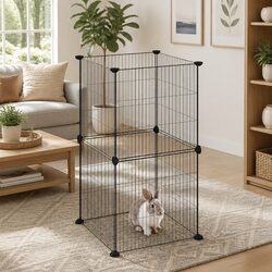 8-Panel Small Animal Pet Cage Enclosure Playpen Exercise Space Black Steel