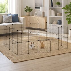 36-Panel Pet Cage with Door Black Small Animal Habitat Enclosure 35x35cm