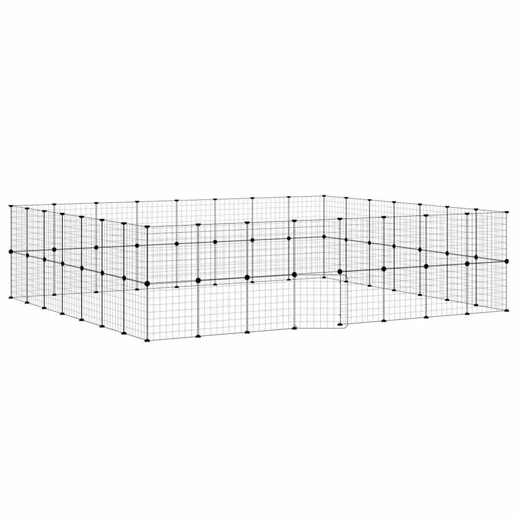 Pet Cage DIY Modular Enclosure 280x245x70cm Black Steel Playpen