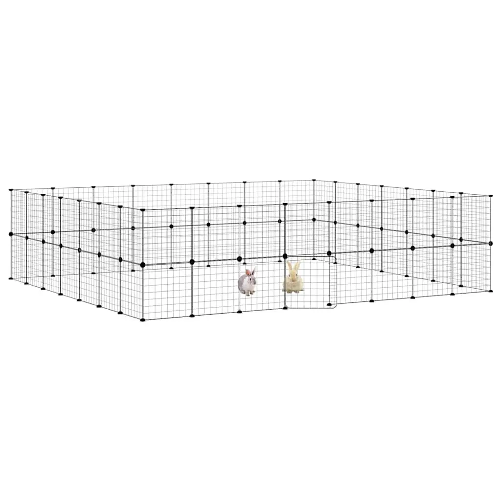 Pet Cage DIY Modular Enclosure 280x245x70cm Black Steel Playpen