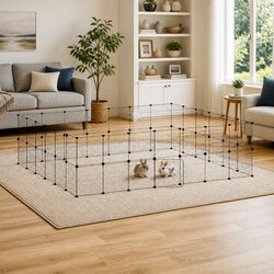 52-Panel Pet Cage with Door Black 35x35 cm Small Animal Enclosure Exercise