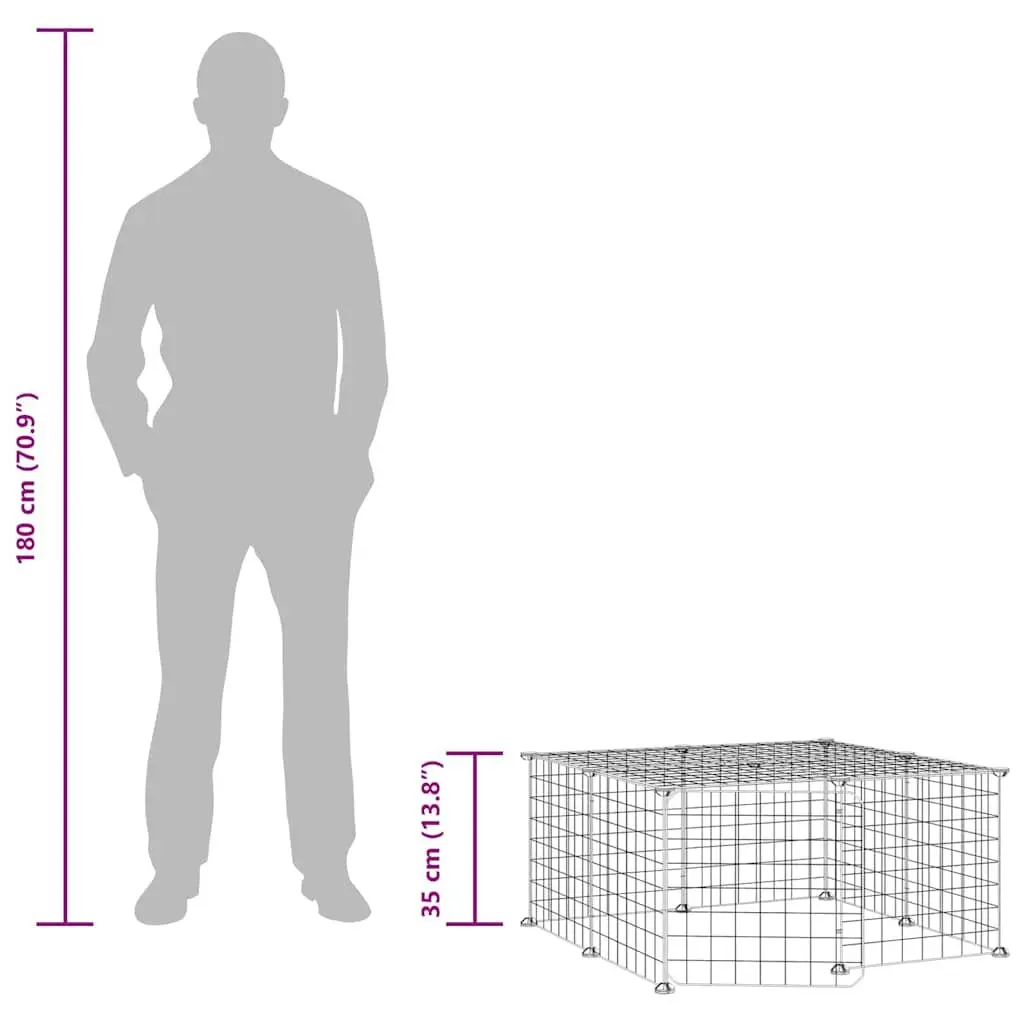 Pet Cage 12-Panel Black 35x35 cm Small Animal Habitat Enclosure