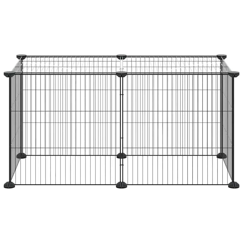 Small Animal Pet Cage Enclosure 8 Panels Black 35x35cm