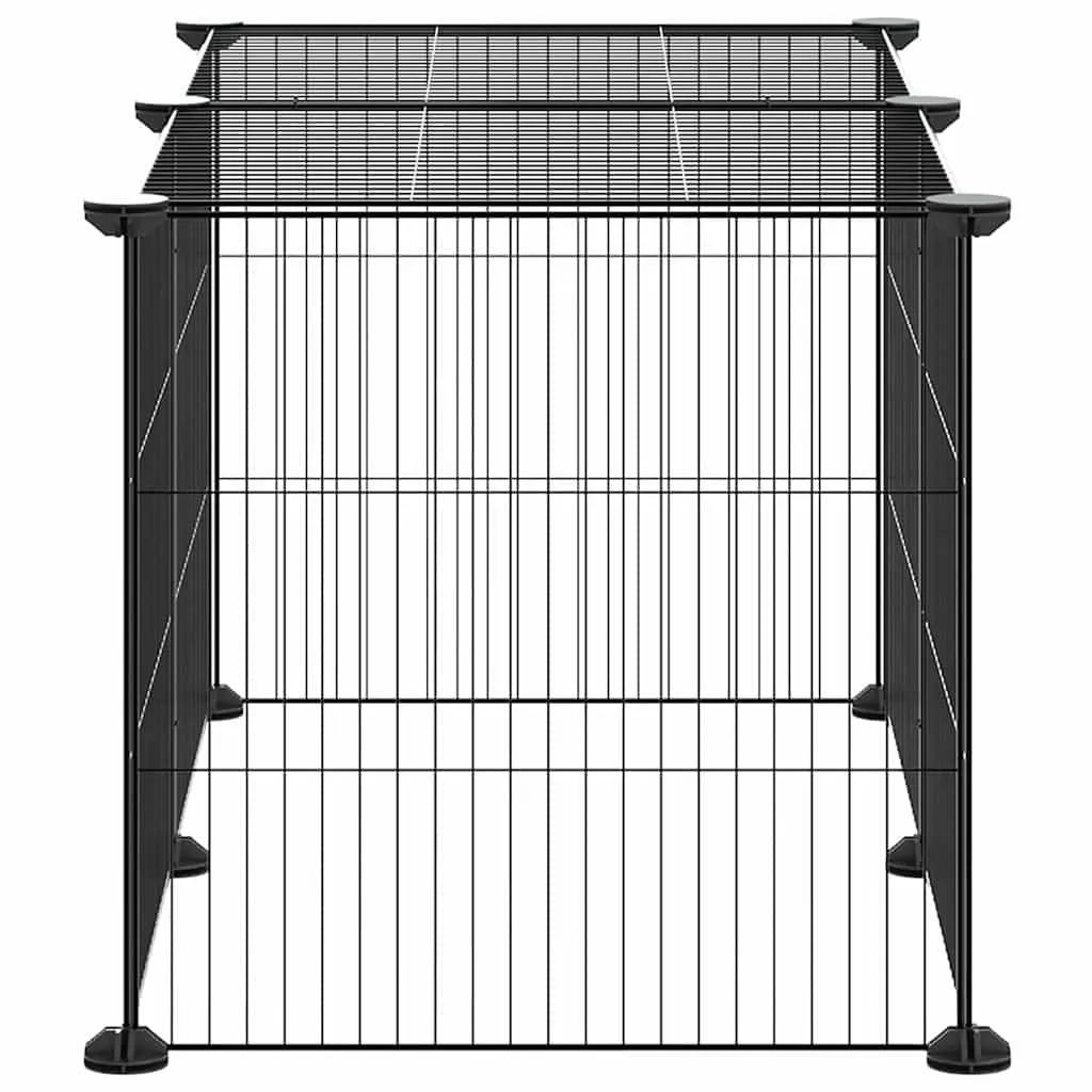 Small Animal Pet Cage Enclosure 8 Panels Black 35x35cm