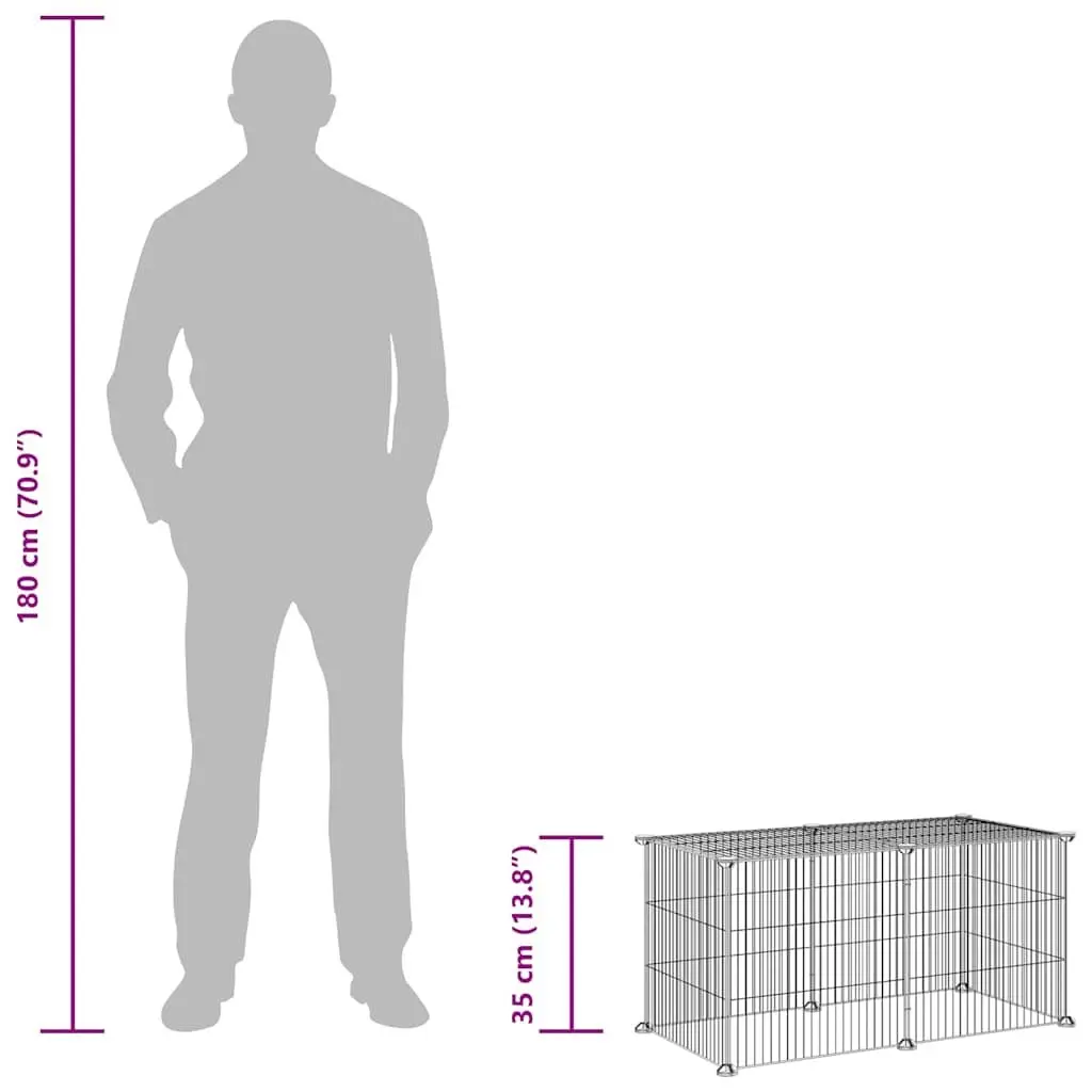 Small Animal Pet Cage Enclosure 8 Panels Black 35x35cm
