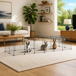 Pet Cage 28-Panel Small Animal Enclosure with Door Black 35x35 cm Steel