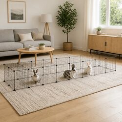 36-Panel Pet Cage with Door Black 35x35 cm Modular Small Animal Habitat