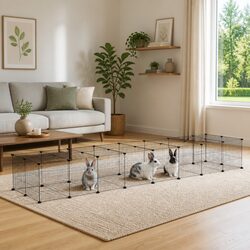36-Panel Pet Cage with Door Black 35x35 cm Small Animal Habitat Enclosure