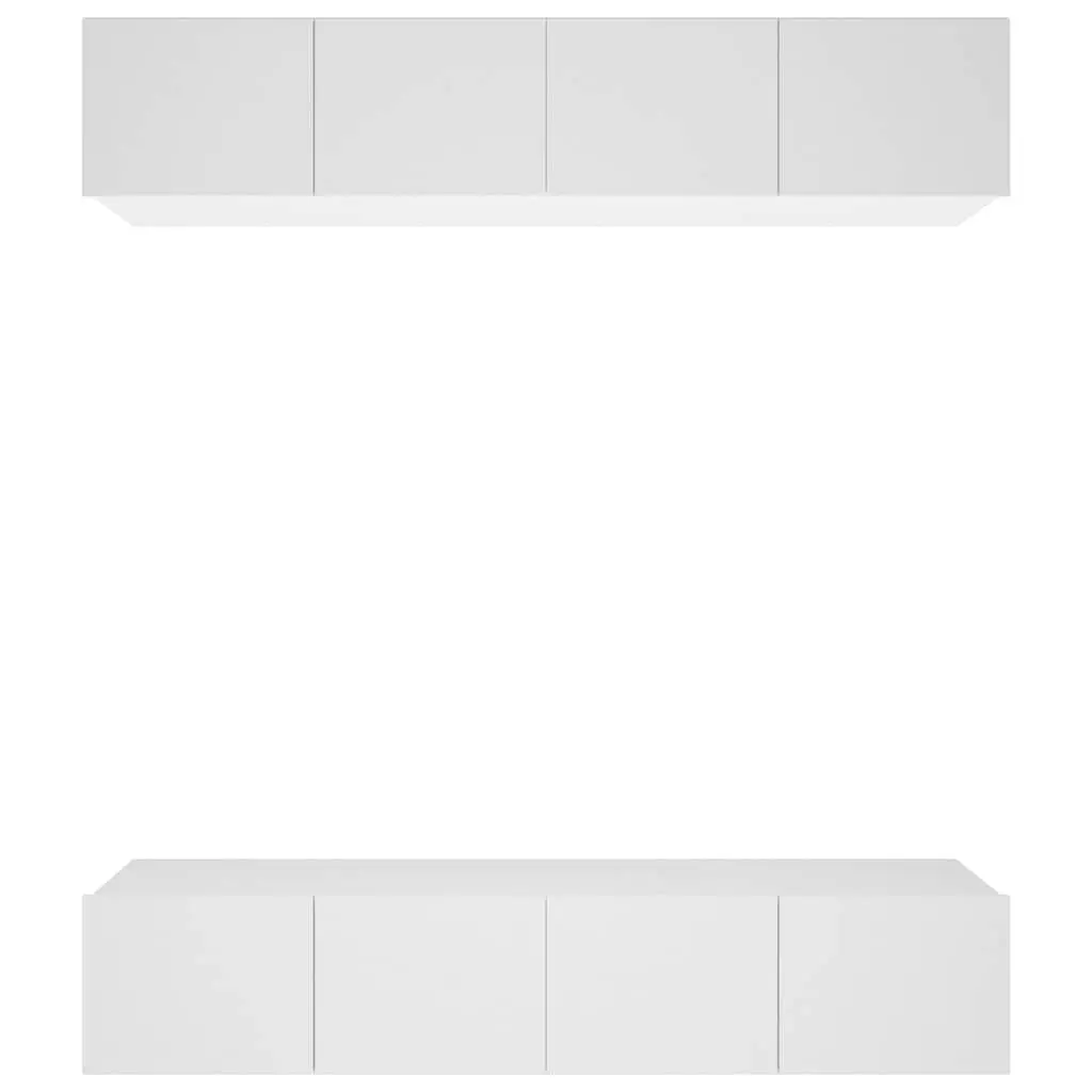 Wall-Mounted TV Cabinet Engineered Wood Storage Unit White Drop-Down Door