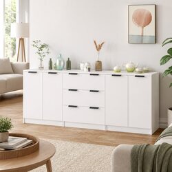 3 Piece Sideboard Buffet Cabinet White Storage Furniture Display Stand Organiser