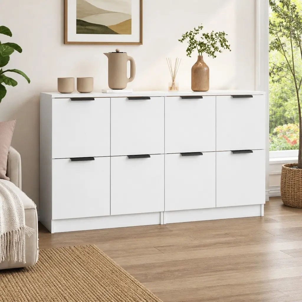 Sideboards Storage Cabinet 60x30x70 cm 2 pcs White Engineered Wood Furniture