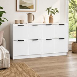 Sideboards 2 pcs White 60x30x70 cm Storage Cabinet Engineered Wood Furniture