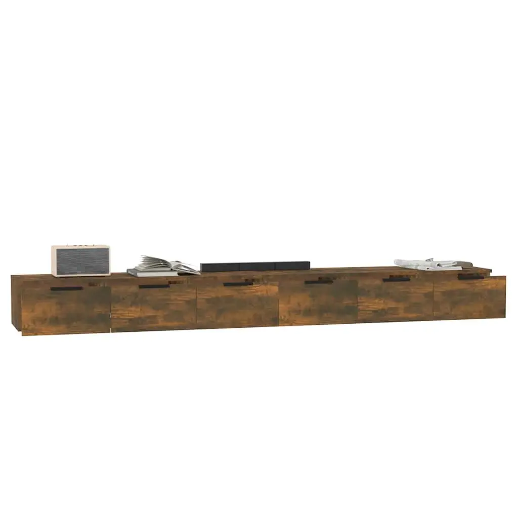 Wall Cabinets Floating Shelves Storage 102 x 30 x 20 cm Smoked Oak Engineered Wood 2 pcs