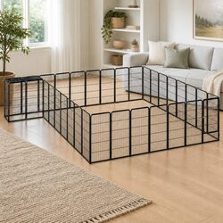 Dog Playpen 34-Panel Black Outdoor Pet Exercise Enclosure Pen Puppy Run Steel