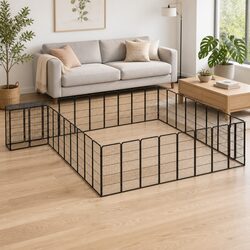 Dog Playpen 38-Panel Black Steel Puppy Run Exercise Pen Outdoor Indoor Kennel