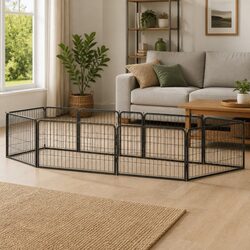 8-Panel Dog Playpen Black Outdoor Exercise Pen Puppy Kennel Enclosure Steel
