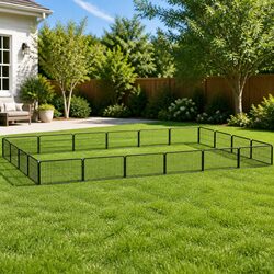 Dog Playpen 20-Panel Outdoor Exercise Pen Puppy Kennel Black Steel Enclosure