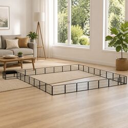 Dog Playpen 32-Panel Black 100x50cm Outdoor Exercise Pen Steel Puppy Run