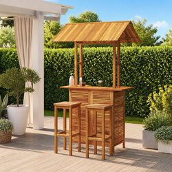Garden Bar Set 3 Piece Outdoor Furniture Bistro Table Stools Patio Dining