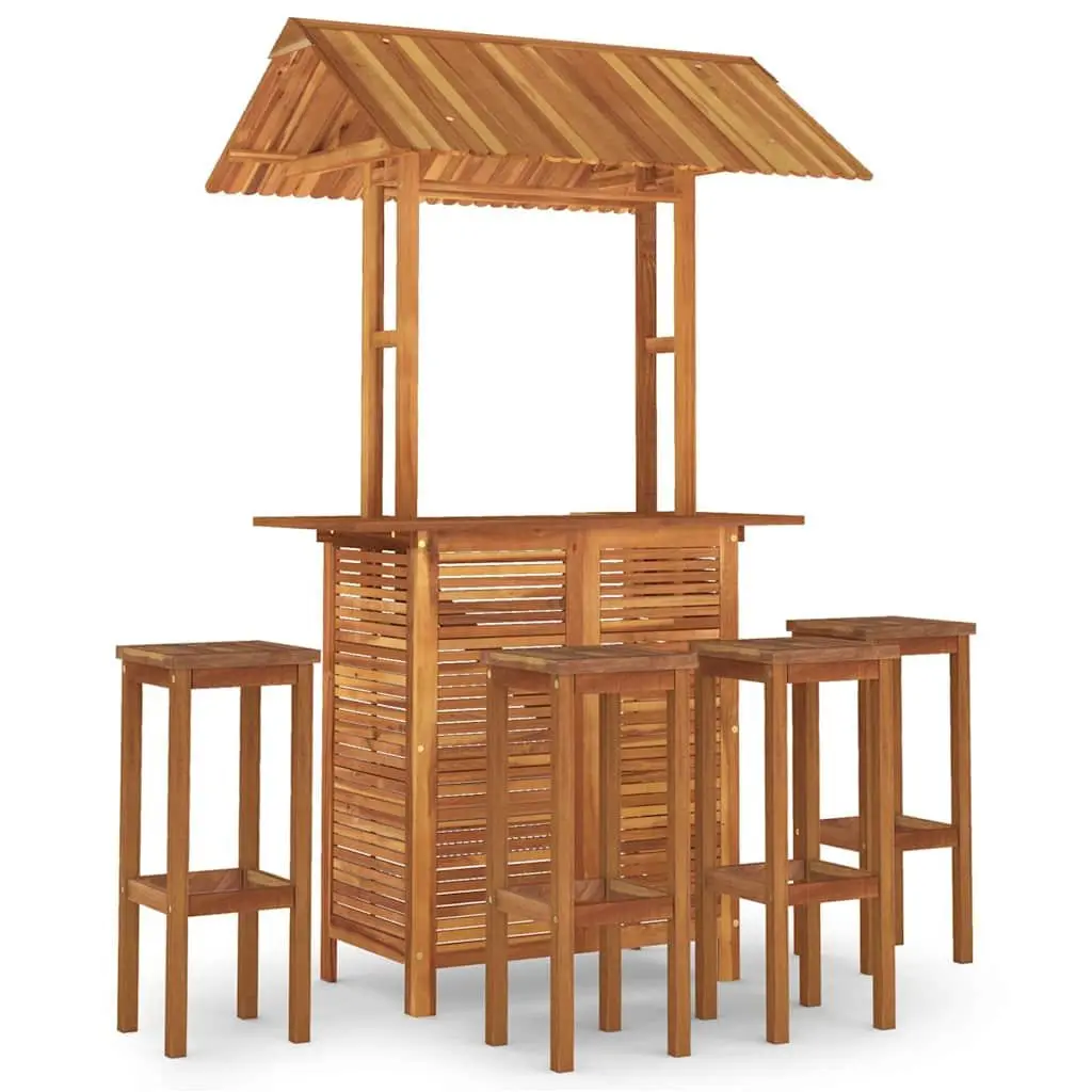 5 Piece Garden Bar Set Solid Acacia Wood Outdoor Furniture Patio Bistro Table