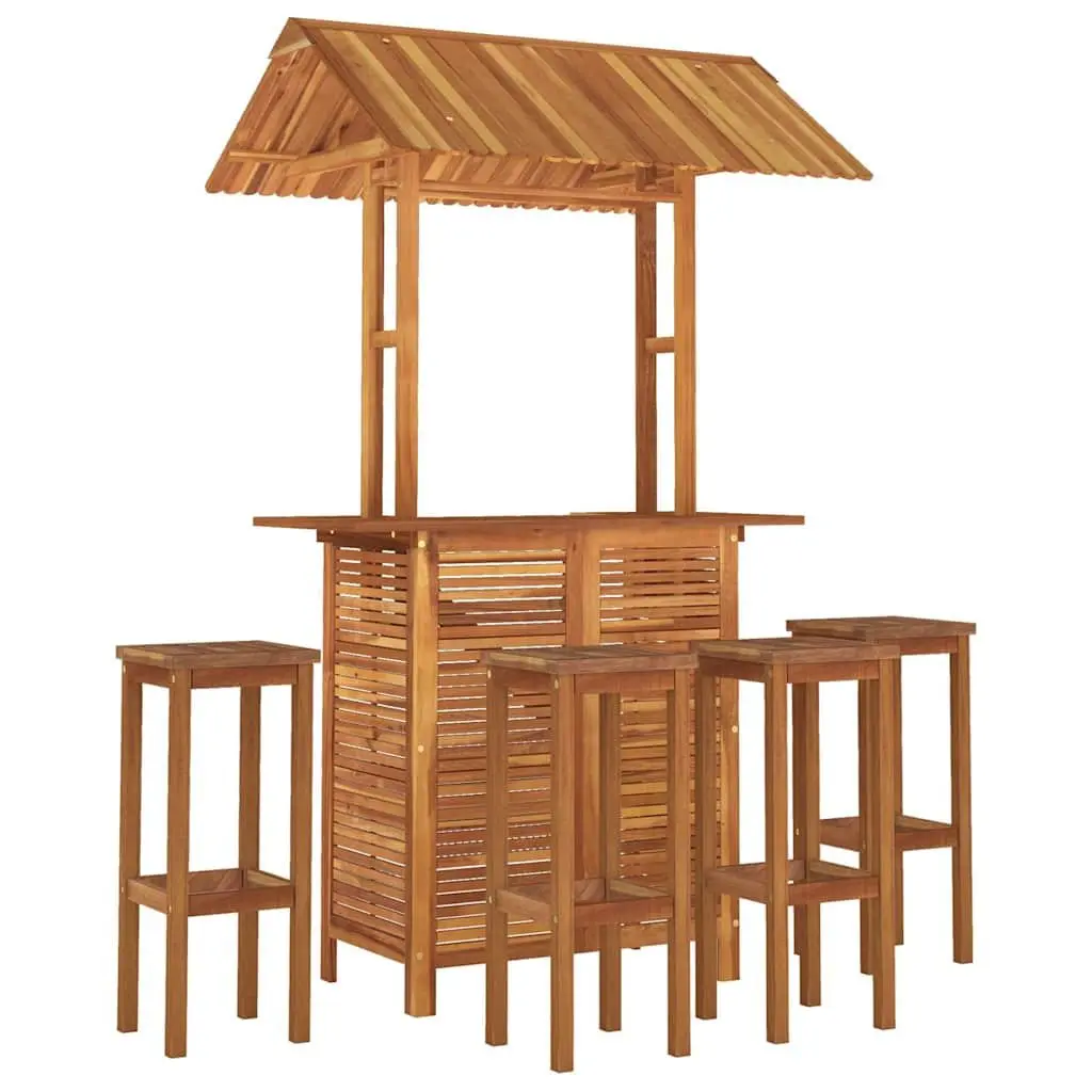 5 Piece Garden Bar Set Solid Acacia Wood Outdoor Furniture Patio Bistro Table